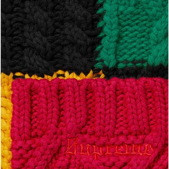 Supreme Patchwork Cable Knit Cardigan Black Medium FW23 Free Shipping